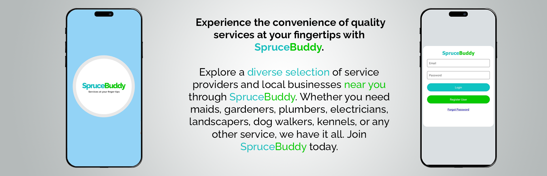 Workers performing cleaning and maintenance tasks at Spruce Buddy